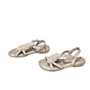 Stride Rite Silver Sandals w/White Flower Accent